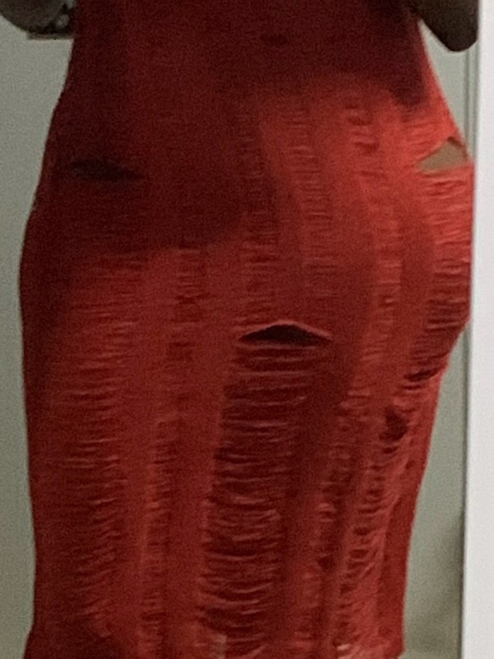 Fashion Nova Orange Distressed Knit Midi Dress